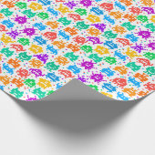 Niedliche, farbenfrohe, pixelförmige Monstmuster Geschenkpapier (Ecke)