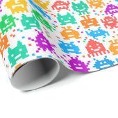 Niedliche, farbenfrohe, pixelförmige Monstmuster Geschenkpapier (Rolleneckpunkt)