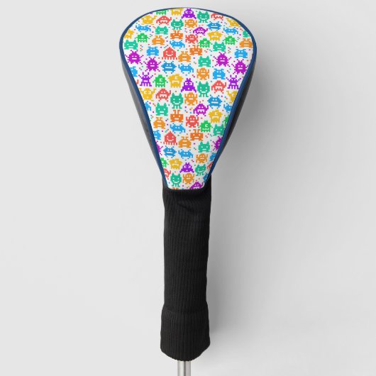 Niedliche, farbenfrohe, pixelförmige Monstmuster Golf Headcover (Vorderseite)