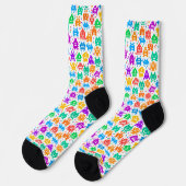 Niedliche, farbenfrohe, pixelförmige Monstmuster Socken (Linkes Detail)