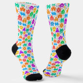Niedliche, farbenfrohe, pixelförmige Monstmuster Socken (Gewinkelt)