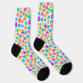 Niedliche, farbenfrohe, pixelförmige Monstmuster Socken (Rechts)