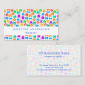 Niedliche, farbenfrohe, pixelförmige Monstmuster Visitenkarte (Vorne/Hinten)