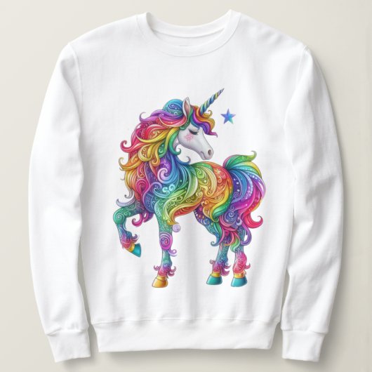 Niedliche, farbenfrohe Rainbow-Einhorn Sweatshirt (Design vorne)