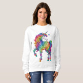 Niedliche, farbenfrohe Rainbow-Einhorn Sweatshirt (Vorne ganz)