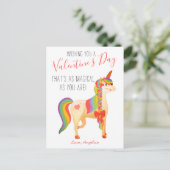 Niedliche Farbenfrohe Regenbogen Einhorn Valentins Postkarte (Stehend Vorderseite)