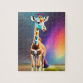 Niedliche Farbenfrohe Regenbogenfarben Giraffe Puzzle (Vertikal)