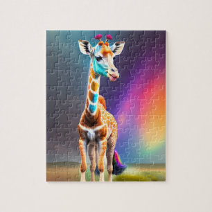Niedliche Farbenfrohe Regenbogenfarben Giraffe Puzzle