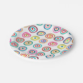 Niedliche farbenfrohe Regenbogenzirkel Pappteller (Schrägansicht)