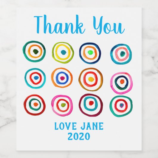 Niedliche farbenfrohe Regenbogenzirkel Weinetikett (Einzelnes Label)