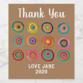 Niedliche farbenfrohe Regenbogenzirkel Weinetikett (Einzelnes Label)