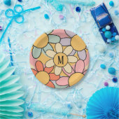 Niedliche farbenfrohe Retrostil-Blume Pappteller (Party)