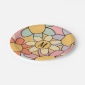 Niedliche farbenfrohe Retrostil-Blume Pappteller (Schrägansicht)