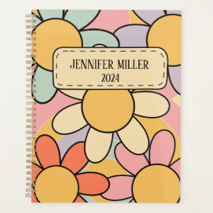 Niedliche farbenfrohe Retrostil-Blume Planer