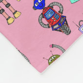 Niedliche, farbenfrohe Roboter auf rosafarbenem Hi Fleecedecke (Ecke)