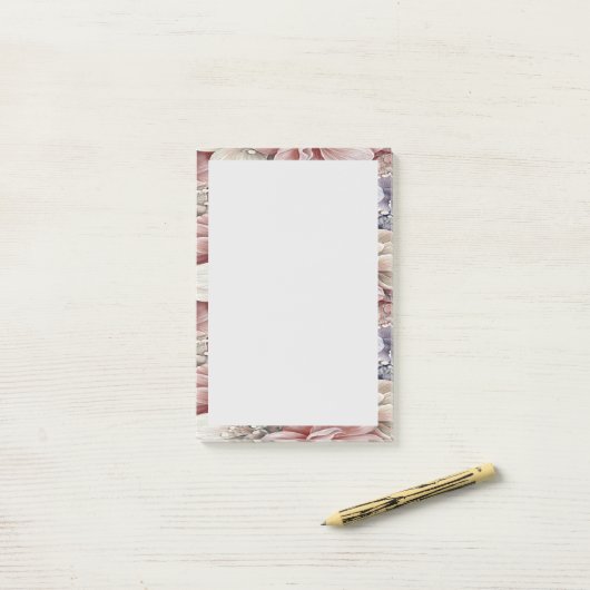 niedliche, farbenfrohe rosa blaue Blumen Post-it Klebezettel (Auf Schreibtisch)