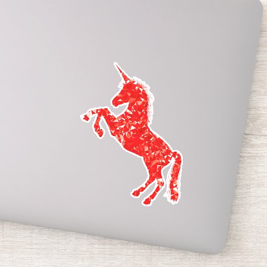 Niedliche, farbenfrohe rote Einhornkunst Aufkleber (Detail)
