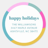 Niedliche, farbenfrohe Rücksendeadresse Urlaub Runder Aufkleber (Vorderseite)