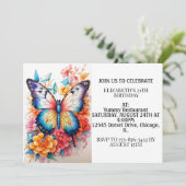 Niedliche Farbenfrohe Schmetterling Glücklich Gebu Einladung (Stehend Vorderseite)