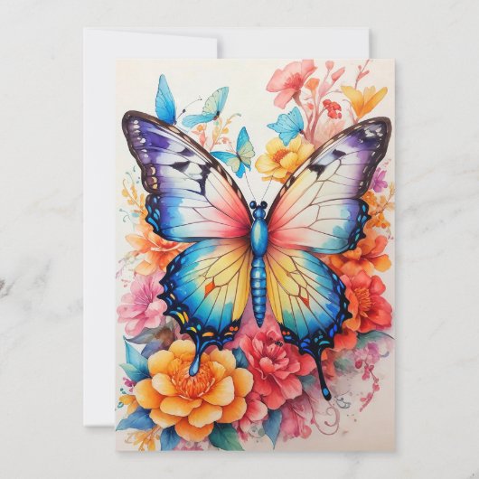 Niedliche Farbenfrohe Schmetterling Glücklich Gebu Einladung (Rückseite)