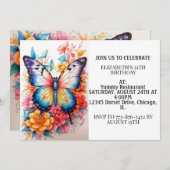 Niedliche Farbenfrohe Schmetterling Glücklich Gebu Einladung (Vorne/Hinten)