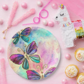 Niedliche Farbenfrohe Schmetterlinge Pappteller (Party)