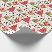 Niedliche Farbenfrohe Snowman Weihnachtsbaumgesche Geschenkpapier (Ecke)