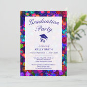 Niedliche farbenfrohe Spiralkosmos Graduierungspar Einladung (Stehend Vorderseite)