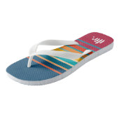Niedliche farbenfrohe Streifenmuster Flip Flops Badesandalen (Schrägansicht)