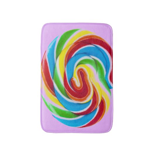 Niedliche Farbenfrohe süße Candy Rainbow Lollipop Badematte (Vorderseite Vertikal)