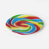 Niedliche Farbenfrohe süße Candy Rainbow Lollipop Pappteller (Schrägansicht)