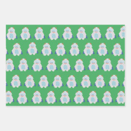 Niedliche Farbenfrohe Urlaubsmuster Cartoon Kinder Geschenkpapier Set