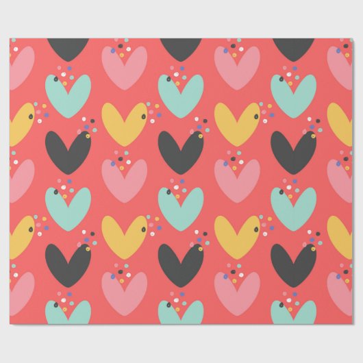 Niedliche farbenfrohe Valentinherzen Geschenkpapier (Flach)