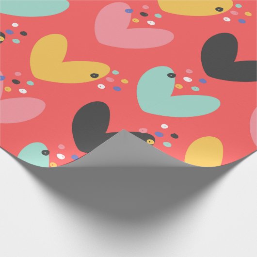 Niedliche farbenfrohe Valentinherzen Geschenkpapier (Ecke)