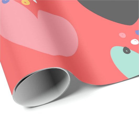 Niedliche farbenfrohe Valentinherzen Geschenkpapier (Rolleneckpunkt)