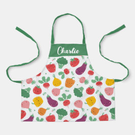 Niedliche, farbenfrohe Veggies auf weißem Hintergr Schürze