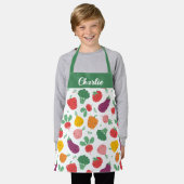 Niedliche, farbenfrohe Veggies auf weißem Hintergr Schürze (Getragen)