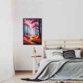 Niedliche farbenfrohe Waldflorenlandschaft Poster