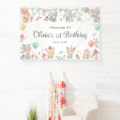 Niedliche farbenfrohe Waldtiere Geburtstag Hinterg Banner (InSitu)