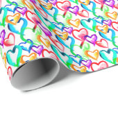 Niedliche, farbenfrohe Wasserfarbenherzen Geschenkpapier (Rolleneckpunkt)