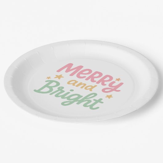 Niedliche Farbenfrohe Weihnachten Pappteller (Schrägansicht)