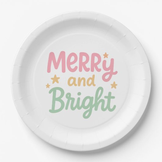 Niedliche Farbenfrohe Weihnachten Pappteller (Vorderseite)