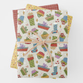 Niedliche, farbenfrohe Weihnachtsgeschenke Design Geschenkpapier Set (Beispiel)
