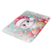 Niedliche, farbenfrohe Weihnachtskatze Badematte (Schrägansicht)