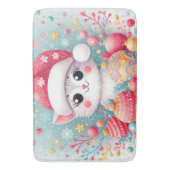 Niedliche, farbenfrohe Weihnachtskatze Badematte (Vorderseite Vertikal)