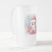 Niedliche, farbenfrohe Weihnachtskatze Mattglas Bierglas (Vorderseite Links)