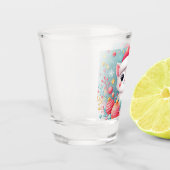 Niedliche, farbenfrohe Weihnachtskatze Schnapsglas (Links)