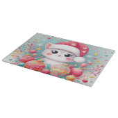 Niedliche, farbenfrohe Weihnachtskatze Schneidebrett (Ecke)