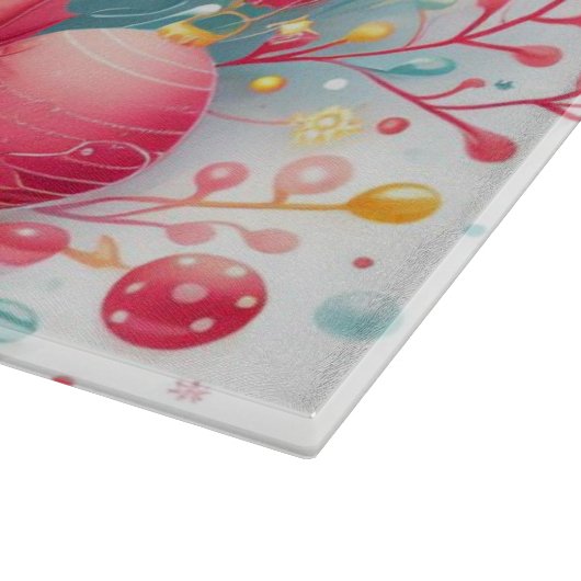 Niedliche, farbenfrohe Weihnachtskatze Schneidebrett (Ecke)