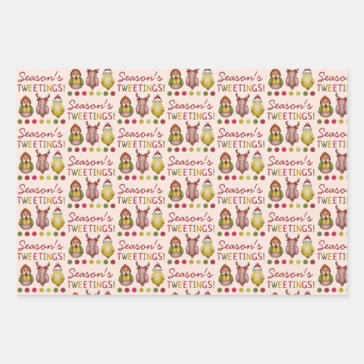 Niedliche Farbenfrohe Weihnachtskugel Geschenkpapier Set (Vorderseite 3)